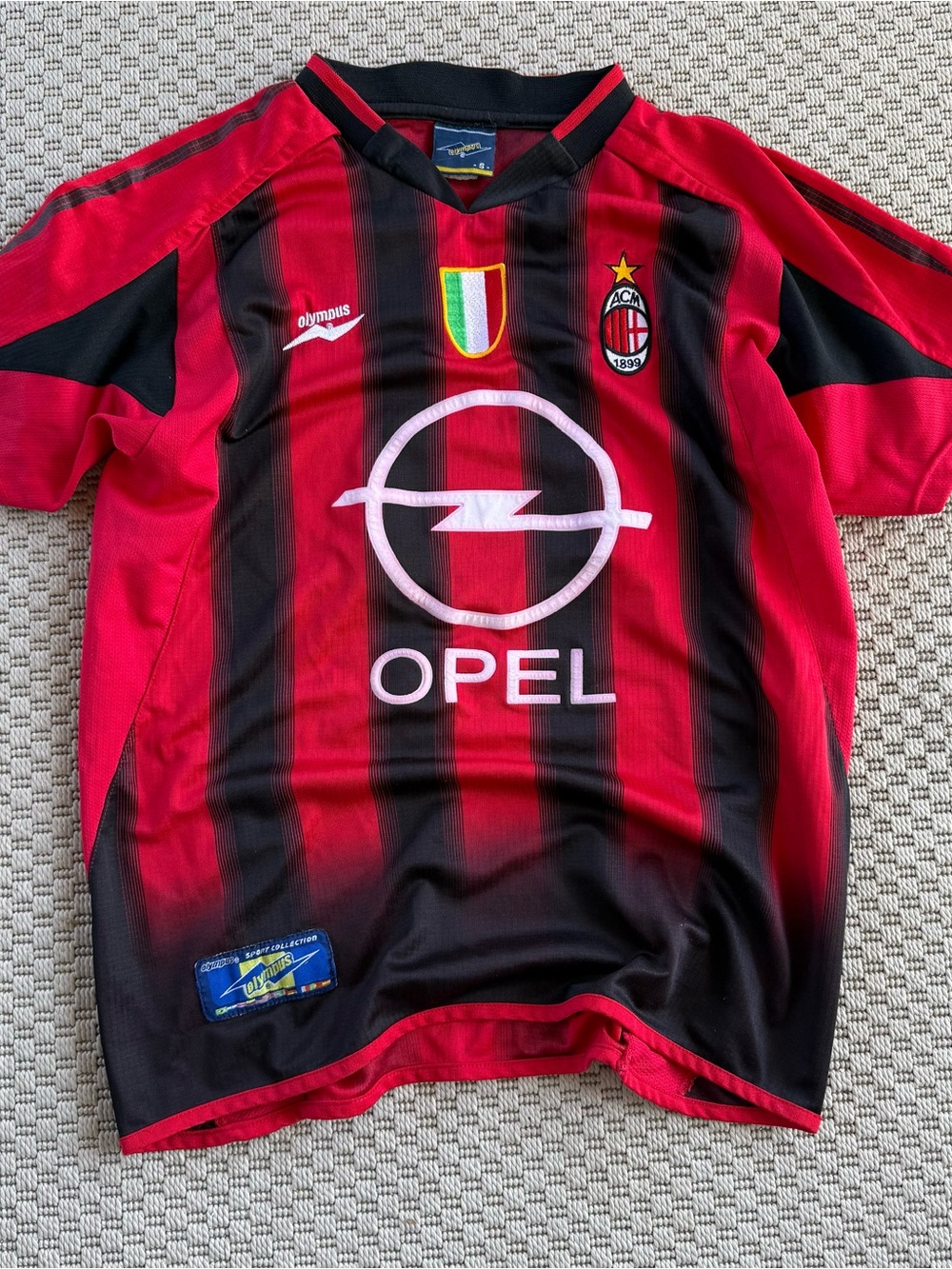 Vintage olympus ac milan 1899 opel soccer jersey
